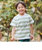 ボーダーキャンピングカープリント杢天竺半袖Tシャツ(80~150cm)