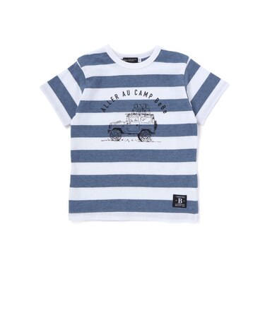 ボーダーキャンピングカープリント杢天竺半袖Tシャツ(80~150cm)