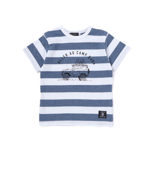 ボーダーキャンピングカープリント杢天竺半袖Tシャツ(80~150cm)