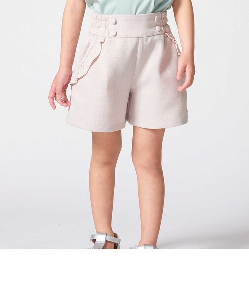 リネン調キャンバスポケットフリルショートパンツ(90~160cm)