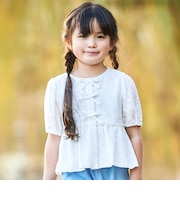 フロント3連リボンペプラムブラウス(100~150cm)