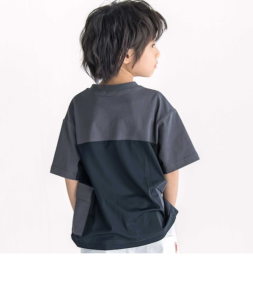 【接触冷感】メッシュ切替 ビッグシルエットTシャツ(110~160cm)