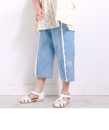 ウエストリボン付き7分丈リラックスパンツ(90~130cm)