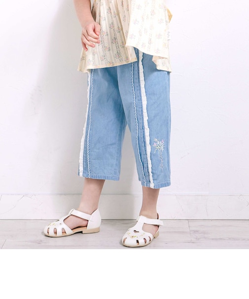 ウエストリボン付き7分丈リラックスパンツ(90~130cm)