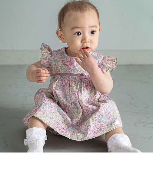 【日本製】【お揃い】リバティ(SweetPeaLeaf)プリントタナローンワンピース＋ブルマセットベビー(70~90cm)