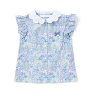 【お揃い】リバティ(SweetPeaLeaf)プリントタナローンスカラップ襟フリル袖ブラウス(100~140cm)