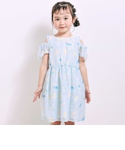 【お揃い】花柄レースアイス総柄肩明きワンピース(90~130cm)