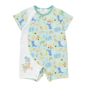 【お揃い】総柄プリント配色天竺カバーオールベビー(60~80cm)