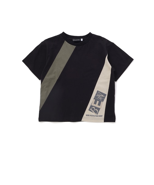 ダイナミック斜め切り替えロゴTシャツ(95~150cm)