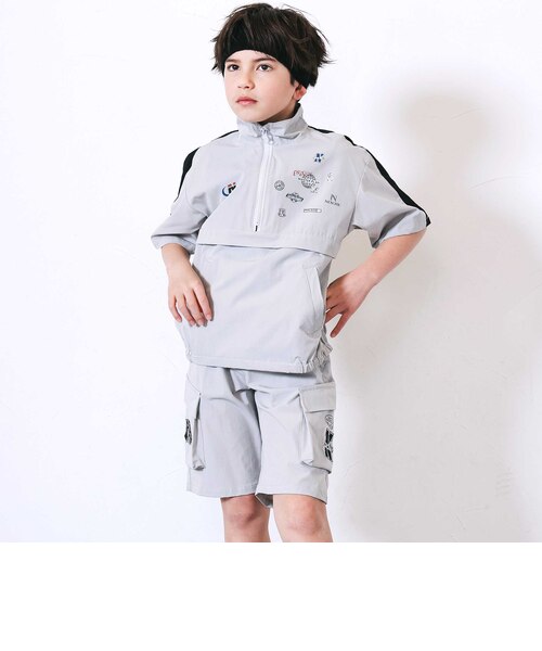 BABYLトレーナー&ハーフパンツセットアップ　Ｌサイズ 半袖ハーフジップ＆ハーフパンツ セットアップ(110~150cm)｜ベベ