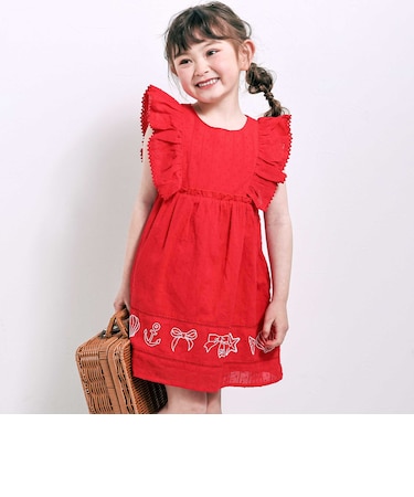 マリン刺しゅうワンピース(80~130cm)