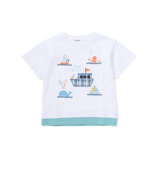 【マリンシリーズ】レイヤード風船パッチ半袖Tシャツ(80~130cm)