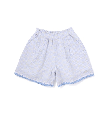 【お揃い】裾レースストライプ&チェック柄ショートパンツ(90~130cm)