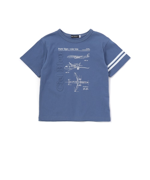 JALコラボ】飛行機図面エンボス加工ロゴ半袖Tシャツ(90~140cm)|ベベ JALコラボ】飛行機図面エンボス加工ロゴ半袖Tシャツ(90~140cm)|ベベ