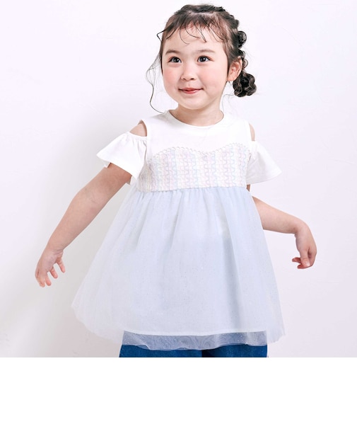 ラメチュールオープンスリーブチュニック(80~130cm)