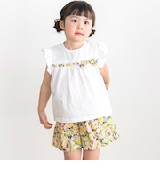 【店舗限定】フラワーリボンフリルトップス＆ショートパンツセット(95～150cm)
