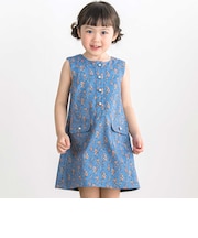 【店舗限定】フラワープリント ノースリーブワンピース(95～150cm)