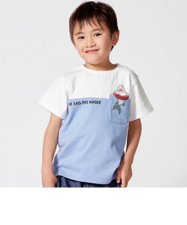 【抗菌・防臭】バイカラー海の生き物ポケット天竺半袖Tシャツ(90~130cm)