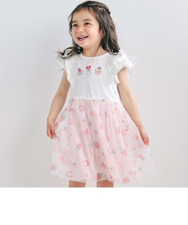 スイーツ刺しゅうフルーツ柄チュールワンピース(80~130cm)