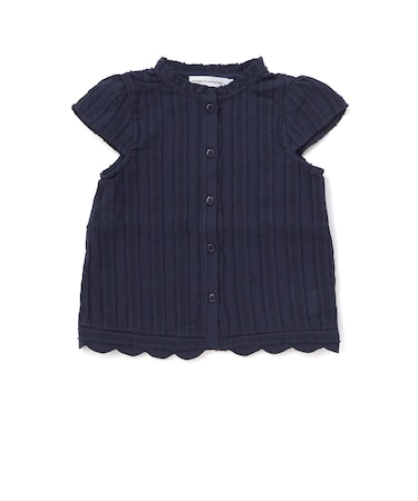 【店舗限定】立体ストライプ裾スカラップブラウス(95～150cm)