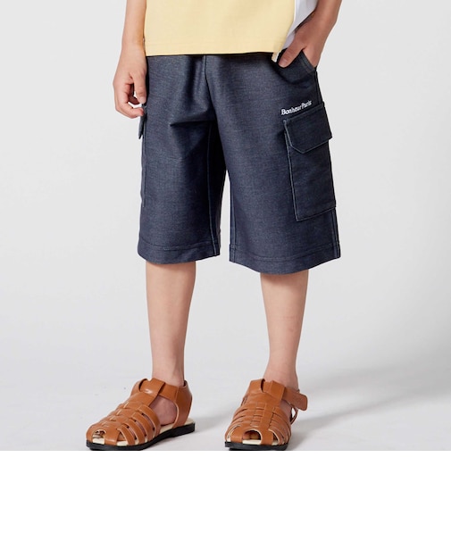 デニムニットストレッチカーゴハーフパンツ(90~160cm)