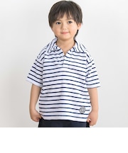 【店舗限定】ボーダーデザイン パイルポロシャツ(100～150cm)