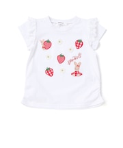 肩フリルイチゴウサギパッチ半袖Tシャツ(80~130cm)