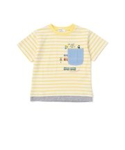 デニムポケット付き電車恐竜刺しゅうレイヤード半袖Tシャツ(80~130cm)