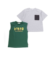 異素材ポケットTシャツ＆ノースリーブセット(110~160cm)