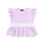 フラワーレース切替フリルスリーブTシャツ(95~160cm)