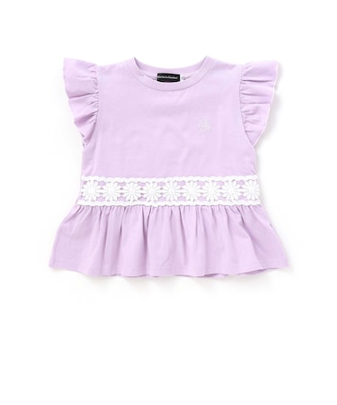 フラワーレース切替フリルスリーブTシャツ(95~160cm)