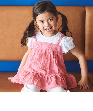 ローン刺しゅうキャミドッキング半袖チュニックTシャツ(90~140cm)