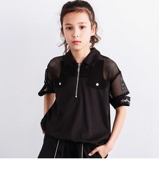 切り替えメッシュハーフジップTシャツ(110~150cm)