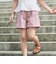 【お揃い】シャンブレーレース刺しゅうストライプショートパンツ(90~150cm)