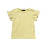フラワーシャワー刺しゅうフリル天竺半袖Tシャツ(90~150cm)