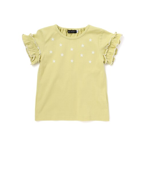 フラワーシャワー刺しゅうフリル天竺半袖Tシャツ(90~150cm)
