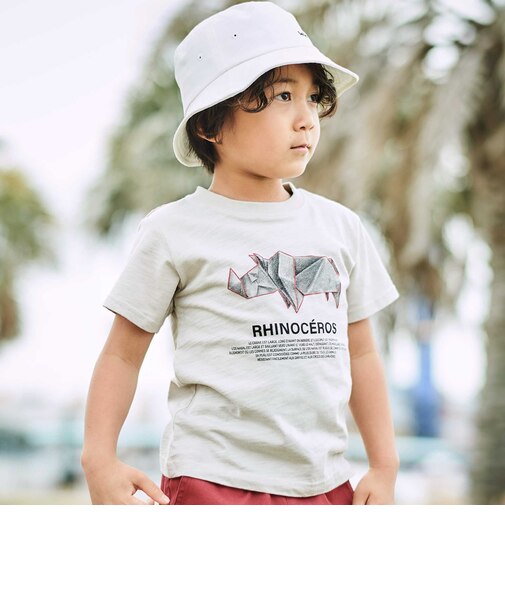 Origamiアニマルスラブ天竺半袖Tシャツ(80~140cm)