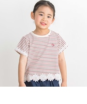 【店舗限定】ボーダー花レースTシャツ(95~160cm)