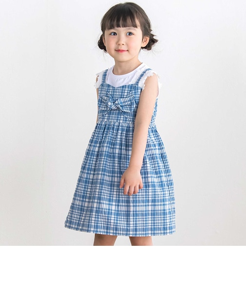 【店舗限定】チェックリボンワンピース(95~150cm)