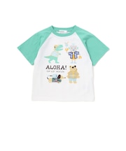 【接触冷感】モチーフ刺しゅうラグラン半袖Tシャツ(80~130cm)