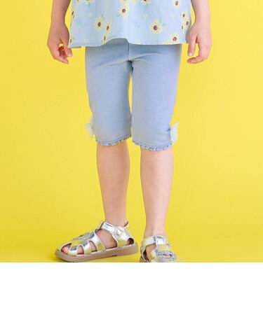 【接触冷感】裾リボン星付きモチーフ5分丈レギンス(80~130cm)