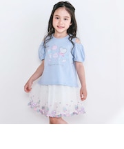 スイーツ刺しゅう肩開き半袖Tシャツ＆スカパンセットアップ(80~130cm)