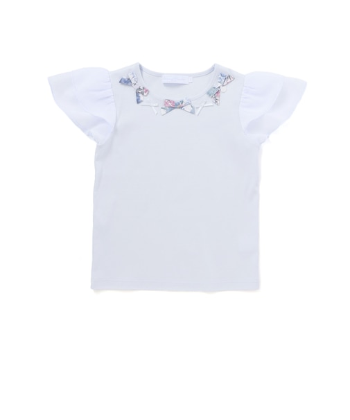 【お揃い】リバティ(MARINA'S WALK)プリントリボンモチーフ 袖シフォンTシャツ(100~140cm)