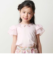 【お揃い】リバティ(MARINA'S WALK)プリントリボンモチーフ 袖シフォンTシャツ(100~140cm)