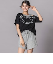 オフショルダー半袖Tシャツ&パンツセット(130~160cm)