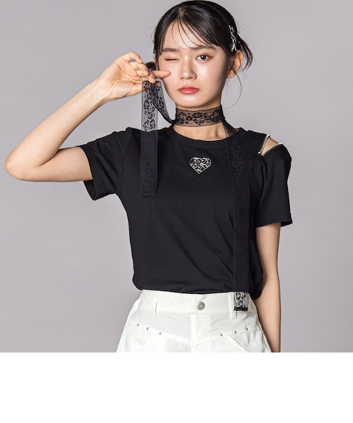 レースストール ファスナー Tシャツ(130~160cm)