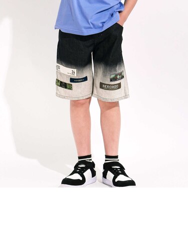 グラデーションデニムワイドショートパンツ(110~150cm)