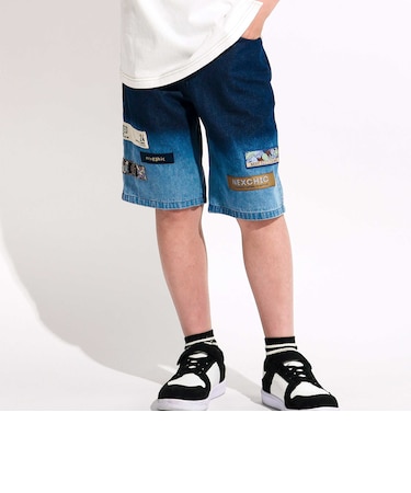 グラデーションデニムワイドショートパンツ(110~150cm)