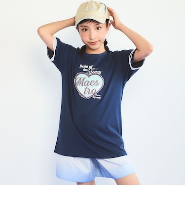 【接触冷感】袖レースハートパッチ天竺Tシャツ(110~150cm)