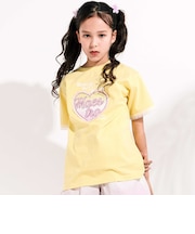 【接触冷感】袖レースハートパッチ天竺Tシャツ(110~150cm)